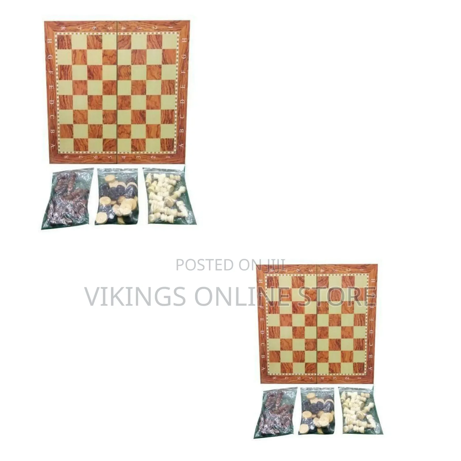 Foldable Wooden 3-in-1 Board Game Set