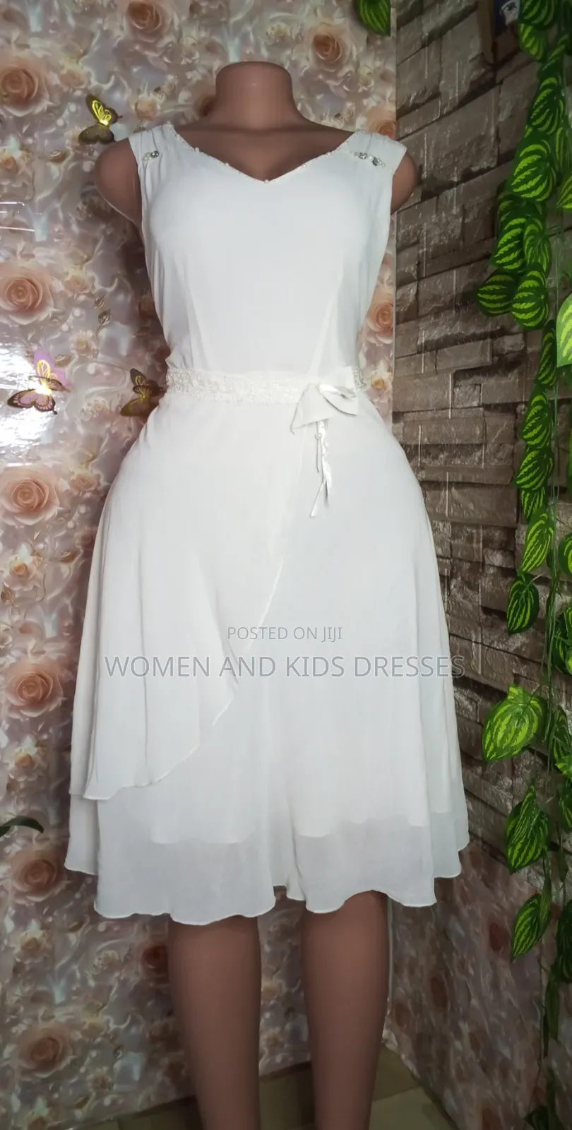 Women White Simple Dress With High Quality Material