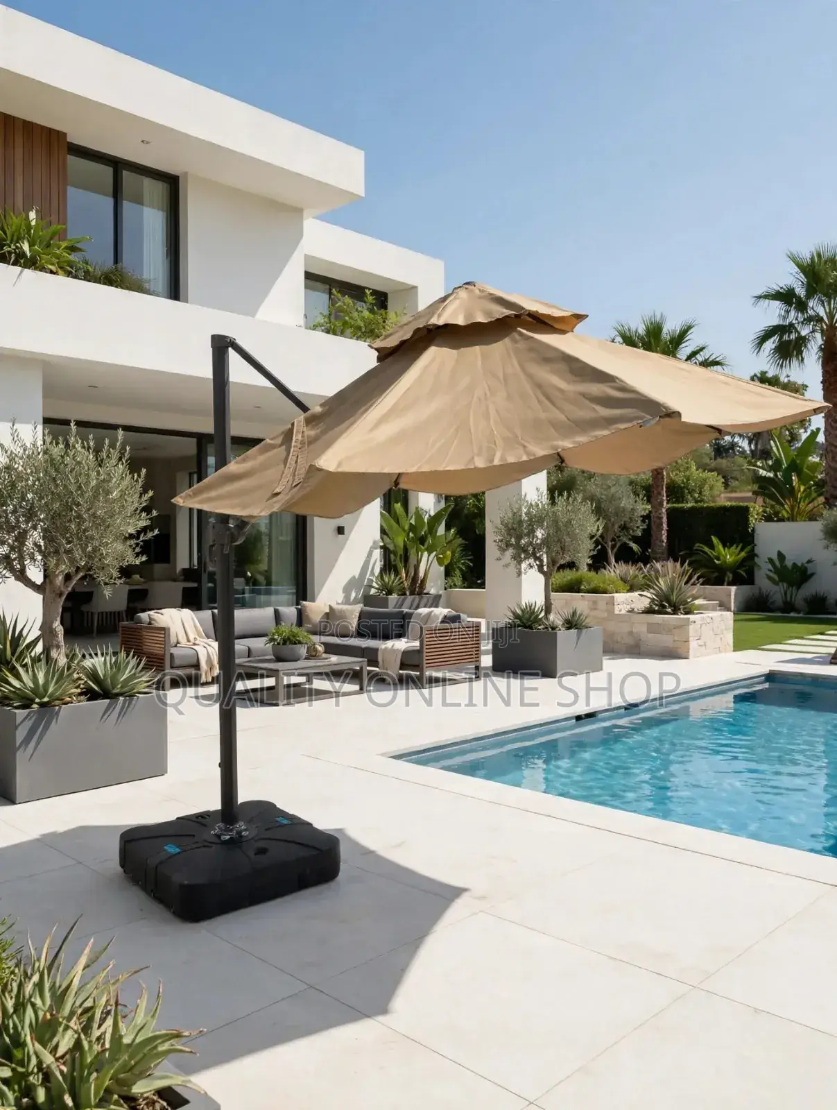 Beige Poolside Outdoor Umbrella Outdoor Umbrella