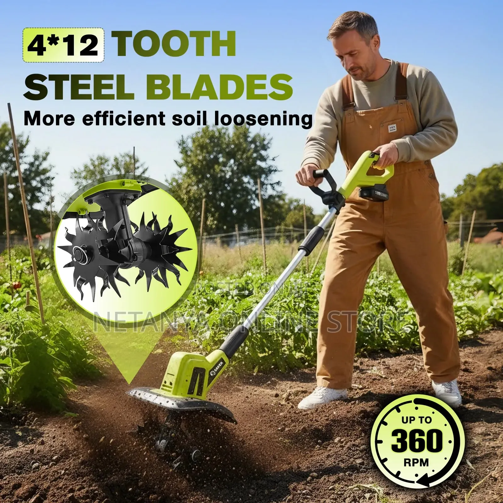 Rechargeable Cordless Tiller /Cultivator