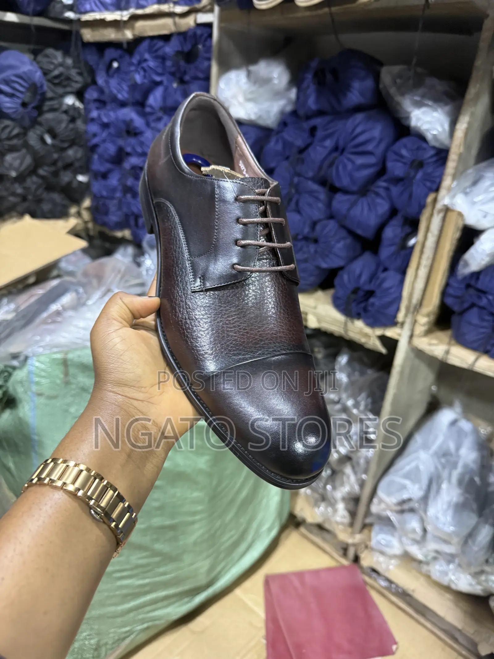 Men Textured Leather Lace Up Shoes