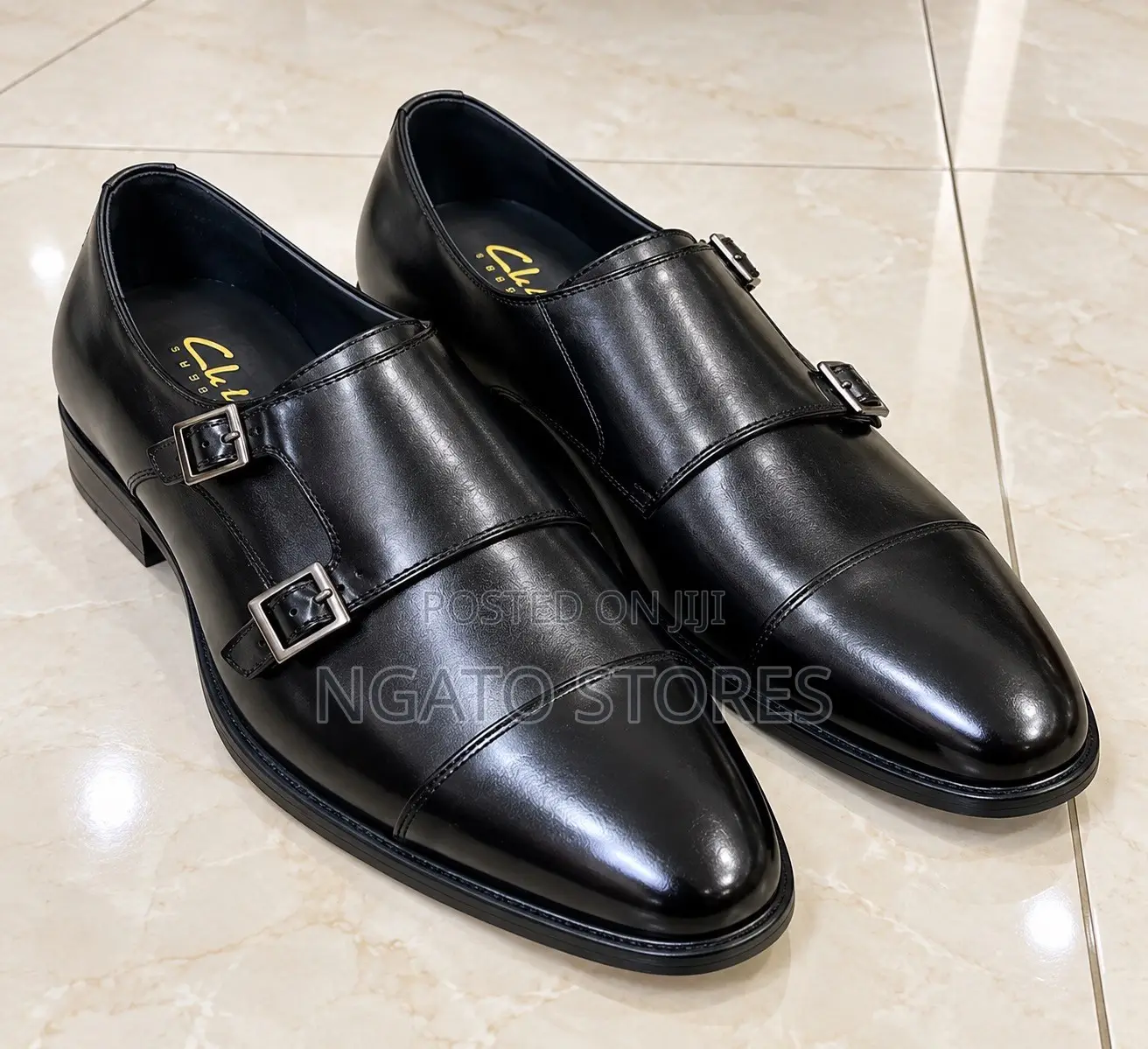 Classic Black Leather Double Monk Strap