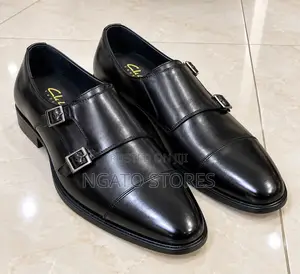 Classic Black Leather Double Monk Strap