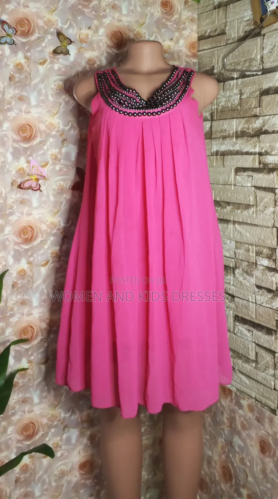 Armless Hot Pink Free Dress With Nice Designs