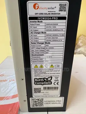 2kW Felicitysolar 24V Hybrid Solar Inverter – MPPT 60A