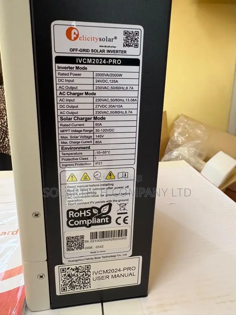 Felicitysolar 2kVA/2kW 24V Solar Inverter – 145V PV