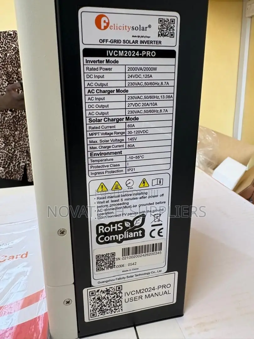 Felicitysolar 2kVA/2kW 24V Solar Inverter – 145V PV