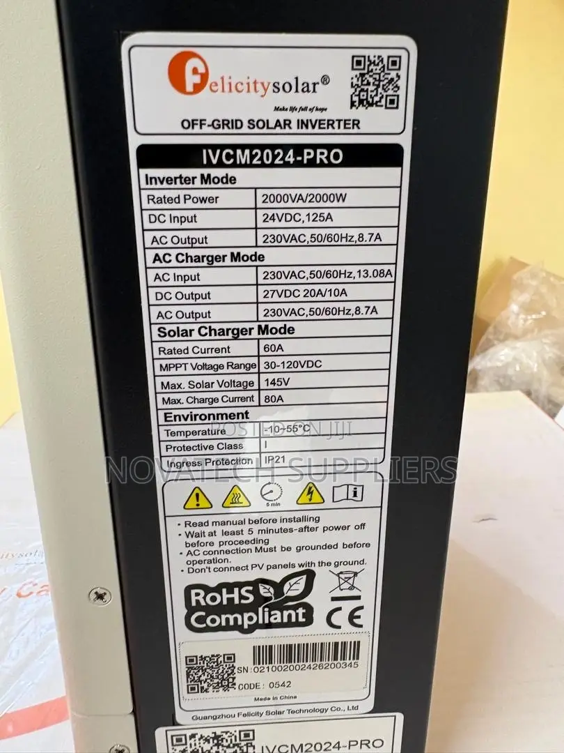 Premium Felicity 2kW Solar Inverter – 24V MPPT 2500W Peak Power
