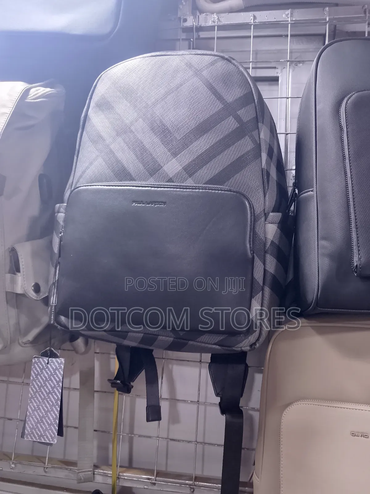 Charcoal Grey Checkered Backpack