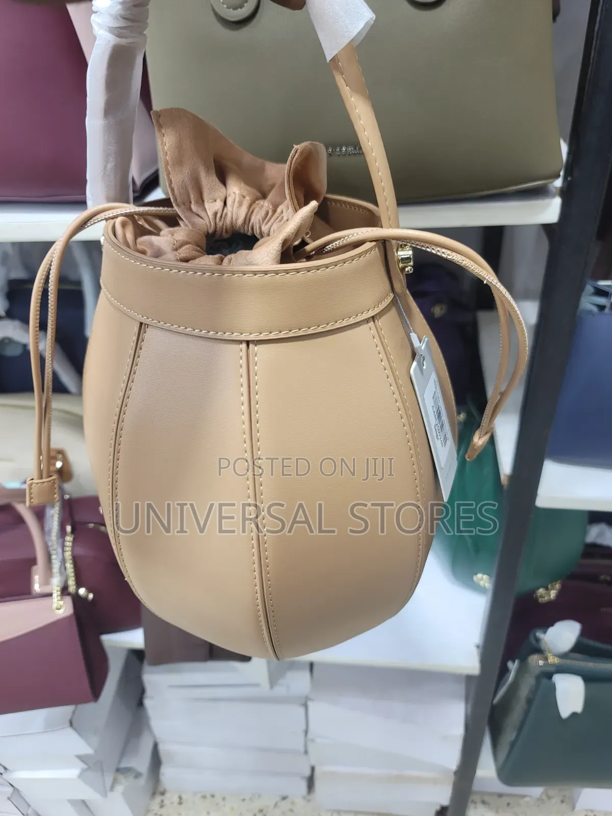 Structured Tan Round Handbag