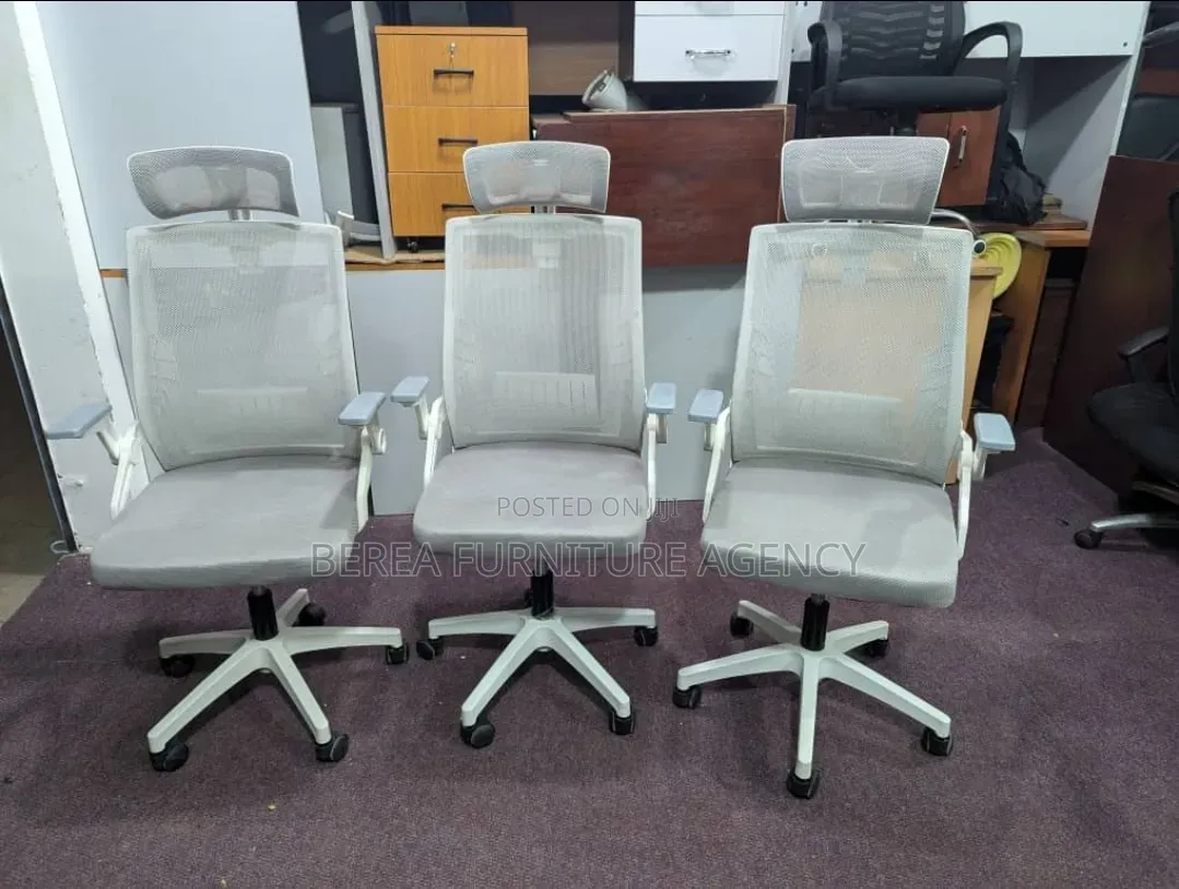 3 Pieces of Grey White Mesh Office Chairs