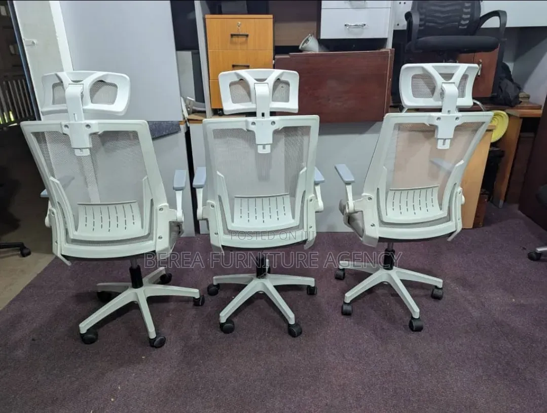 3 Pieces of Grey White Mesh Office Chairs