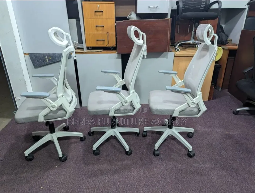 3 Pieces of Grey White Mesh Office Chairs