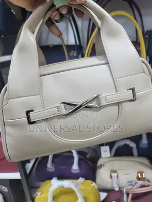 Cream-Colored Faux Leather Handbag