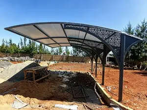 Extended Cantilevered Curved Carport Shade / Multi-Bay Arch Canopy