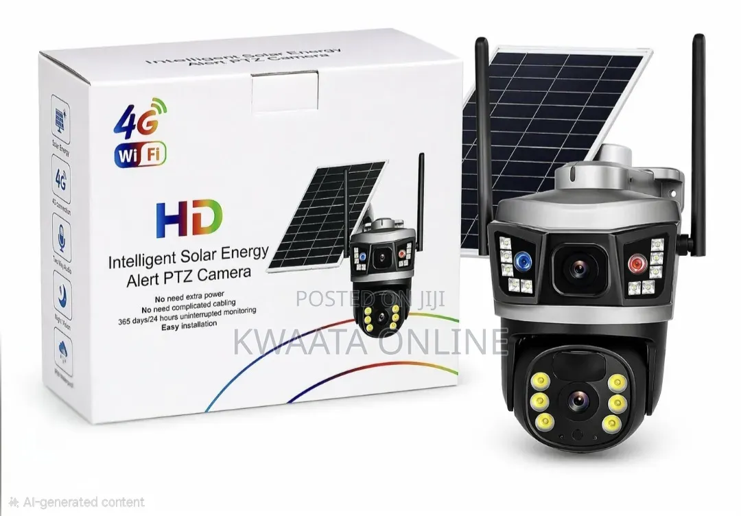 4G Sim Card WiFi Solar Outdoor CCTV Camera 2 Lens 3 Screen