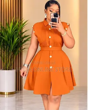Short Round Dress (Golden Button)