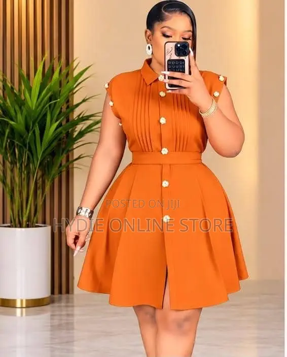 Short Round Dress (Golden Button)