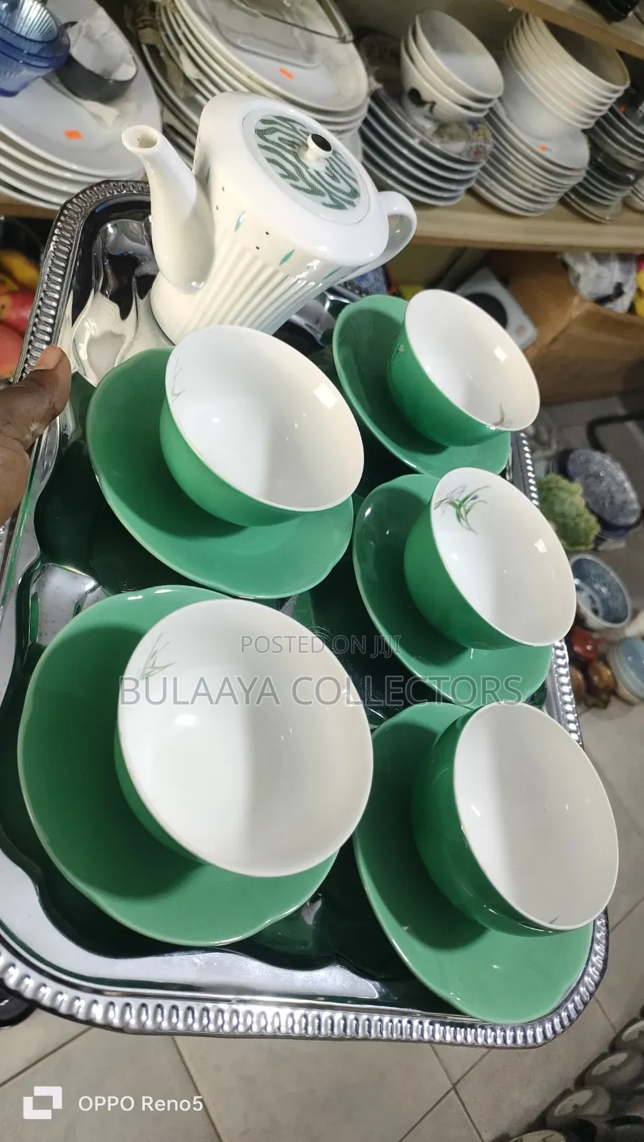 Japanese Green and White Porcelain Tea Set.