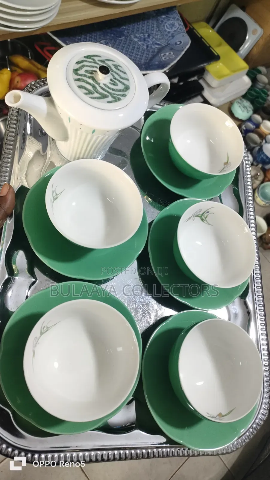 Japanese Green and White Porcelain Tea Set.