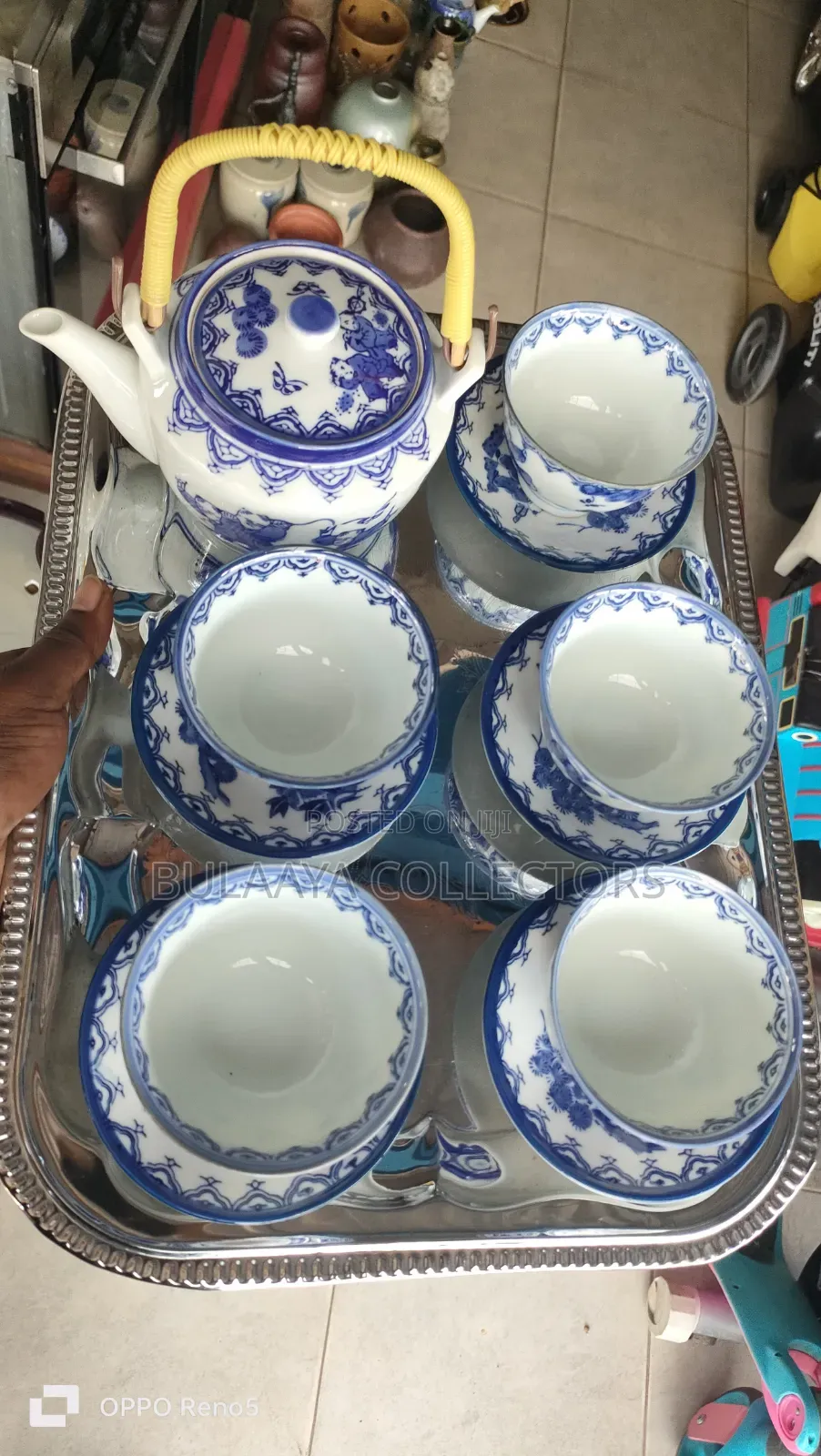 Japanese Blue and White Porcelain Tea Set.