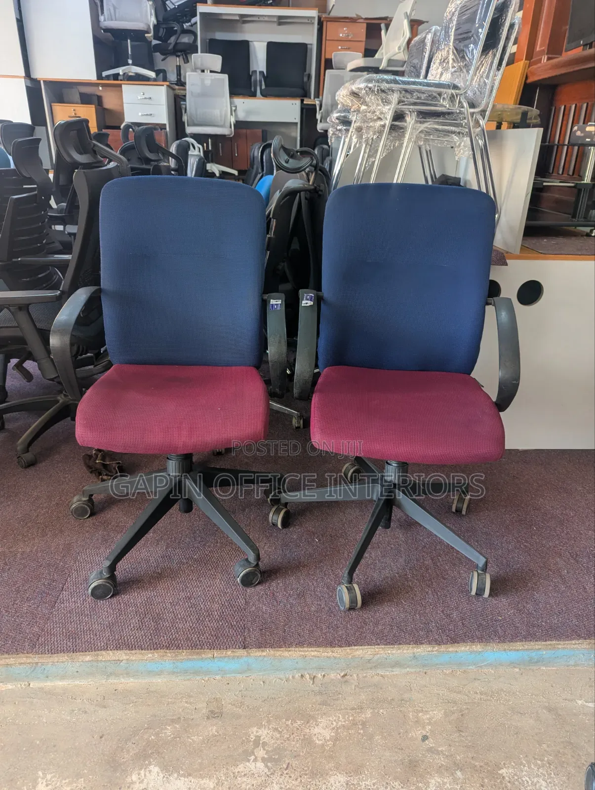 Second Hand Office //Boardroom Chairs, Maroon- Blue, Price Per Piece