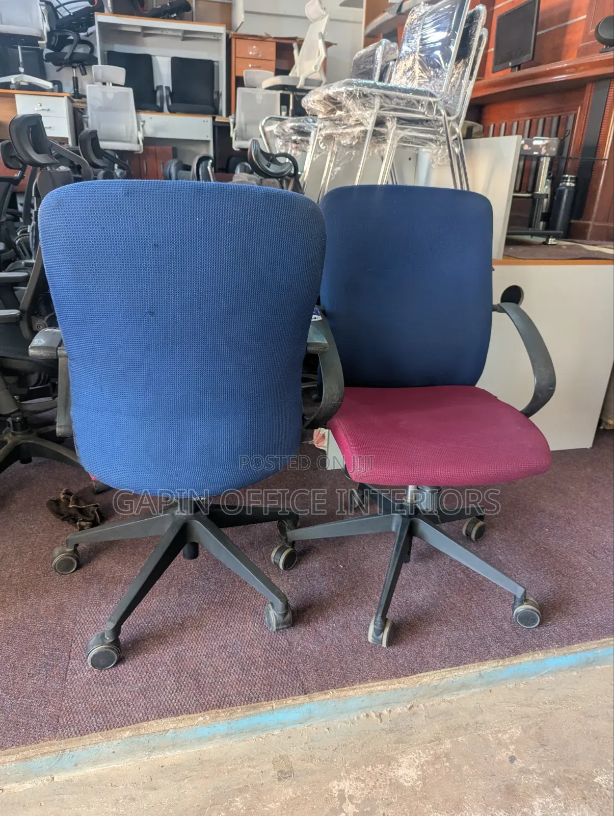 Second Hand Office //Boardroom Chairs, Maroon- Blue, Price Per Piece