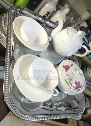 Japanese Elegant White Porcelain Tea Set.
