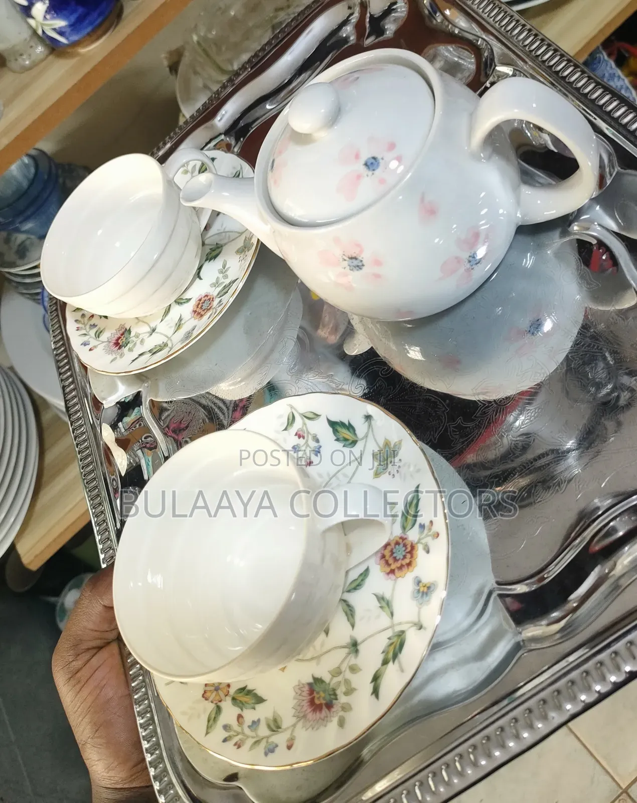Japanese White Porcelain or Ceramic Tea Set.