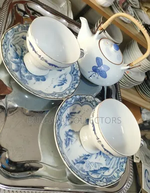 Japanese Traditional Blue-and-White Porcelain Tea Set.