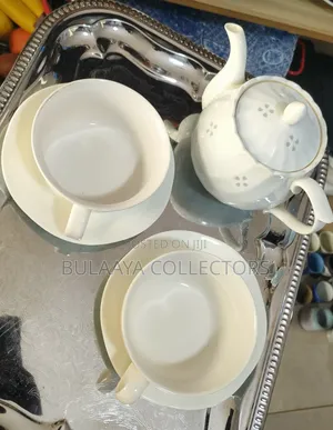 Japanese White Ceramic Porcelain Tea Set.