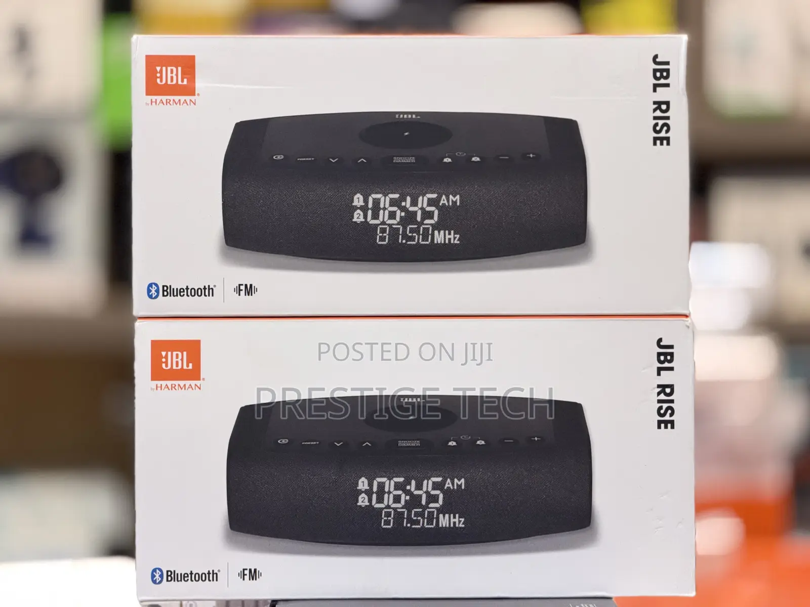 JBL Rise Bluetooth Clock Radio Speaker, FM Radio Wireless Charging