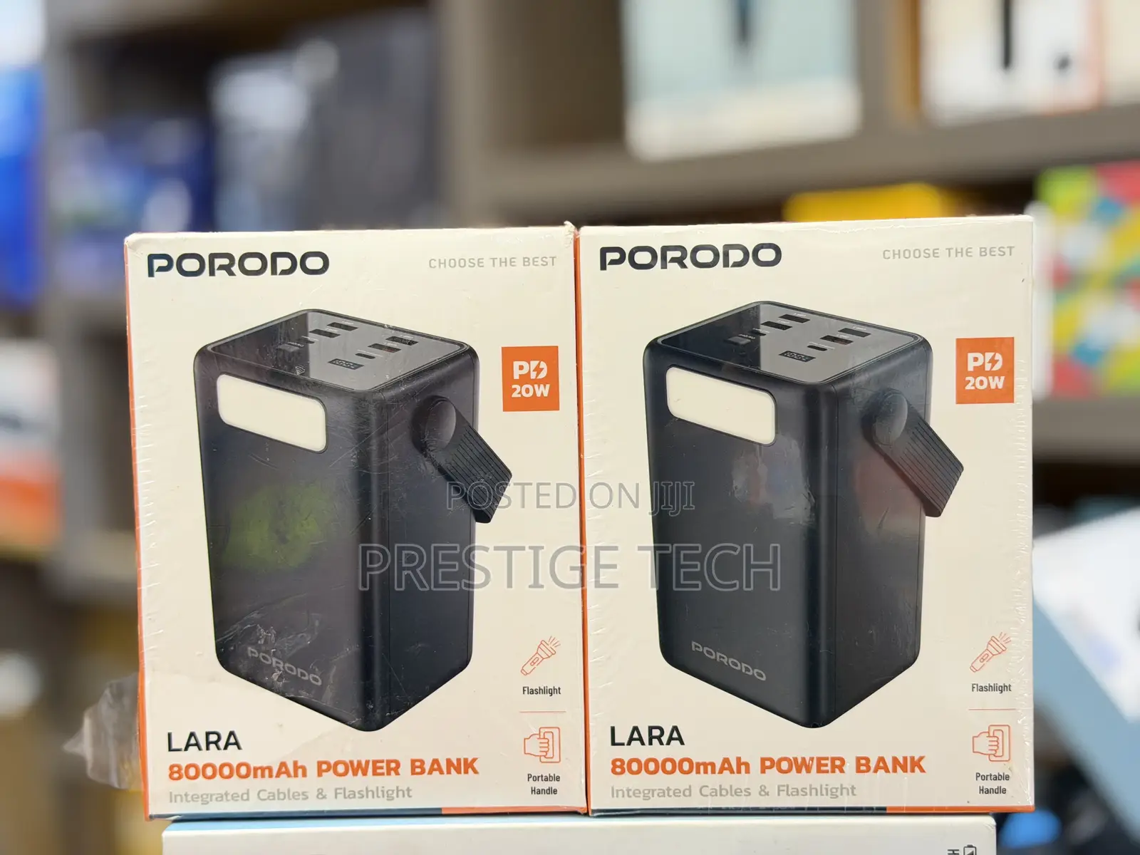 Porodo Lara 80000mah Power Bank With Integrated Cables and Flashlight