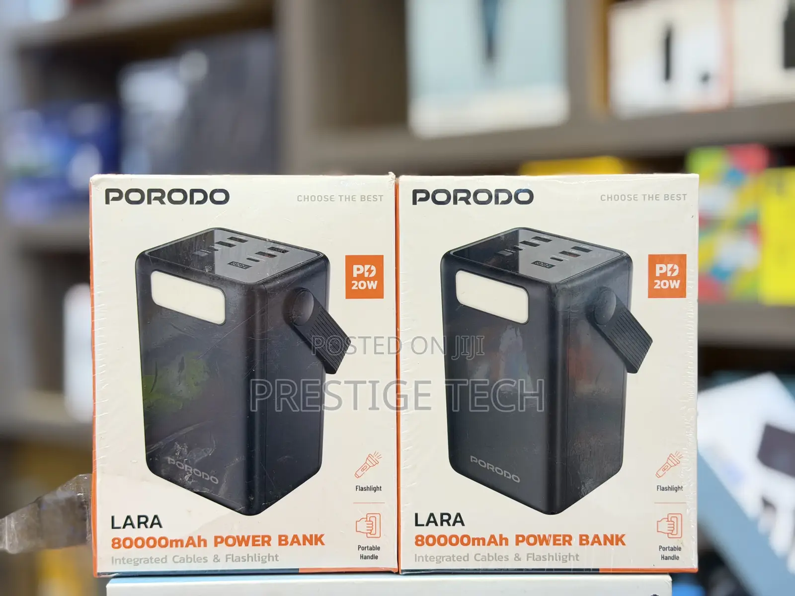 Porodo Lara 80000mah Power Bank With Integrated Cables and Flashlight