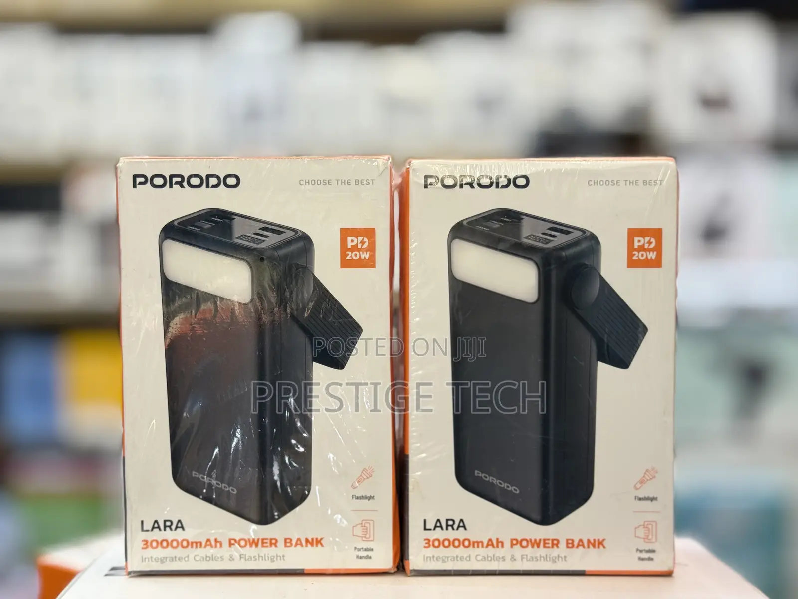 Porodo Lara 30000mah Power Bank With Integrated Cables and Flashlight