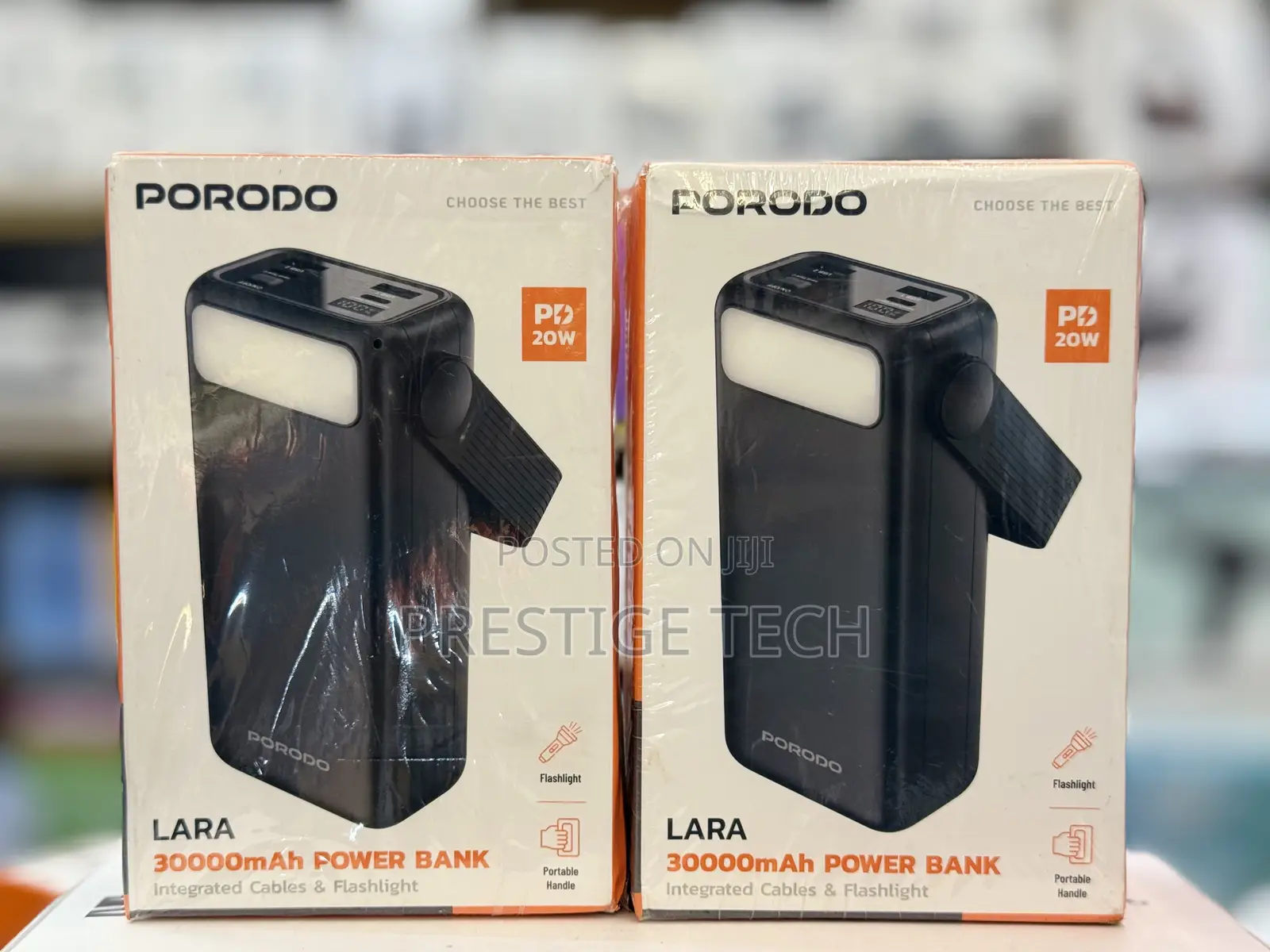 Porodo Lara 30000mah Power Bank With Integrated Cables and Flashlight