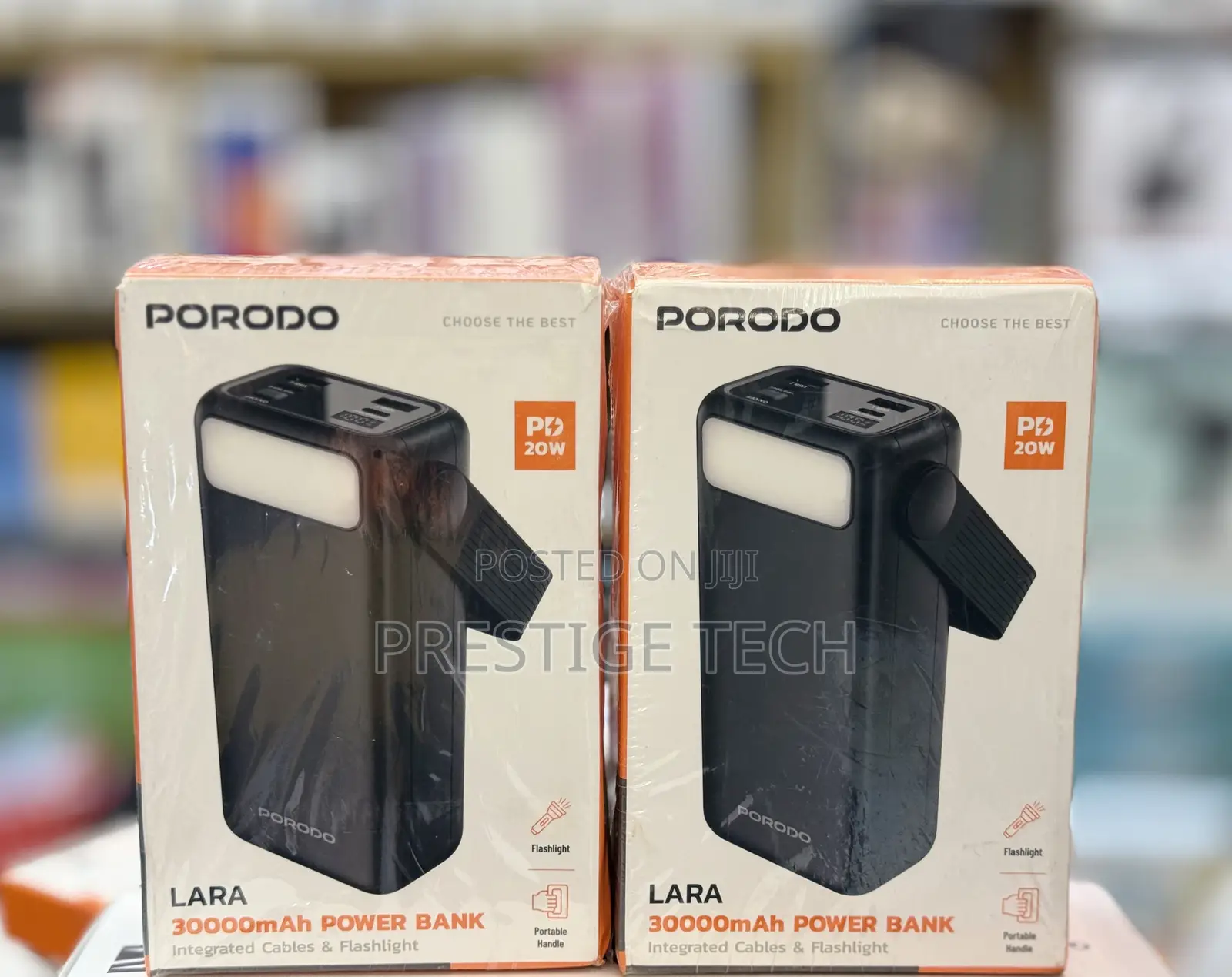 Porodo Lara 30000mah Power Bank With Integrated Cables and Flashlight