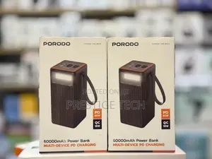 Porodo 60000mah 65W Laptop Power Bank, Built-in LED Flashlight
