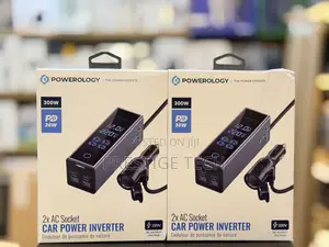 Powerology 2AC Socket Universal 300W Car Power Inverter 36W PD, 4 Port