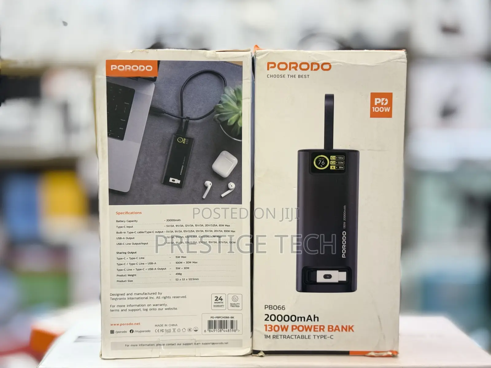 Porodo 20000mah 130W BiDirectional Laptop Power Bank 20000mah