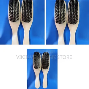 2 PCS Wooden-Handled Hairbrush With Dark Bristles