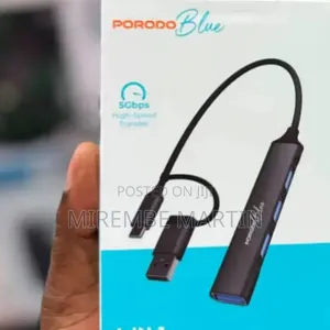 Porodo Blue 4-in-1 Multi-Port USB Hub