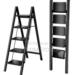 5-Step Black Foldable Ladder