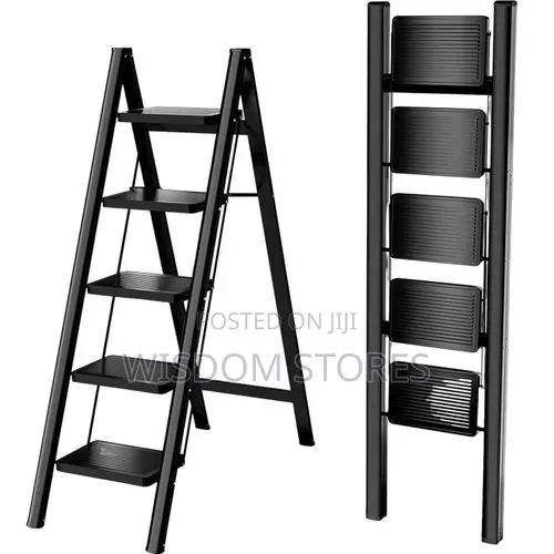 5-Step Black Foldable Ladder