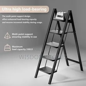 5-Step Black Foldable Ladder