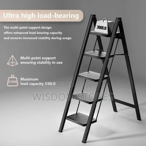 5-Step Black Foldable Ladder