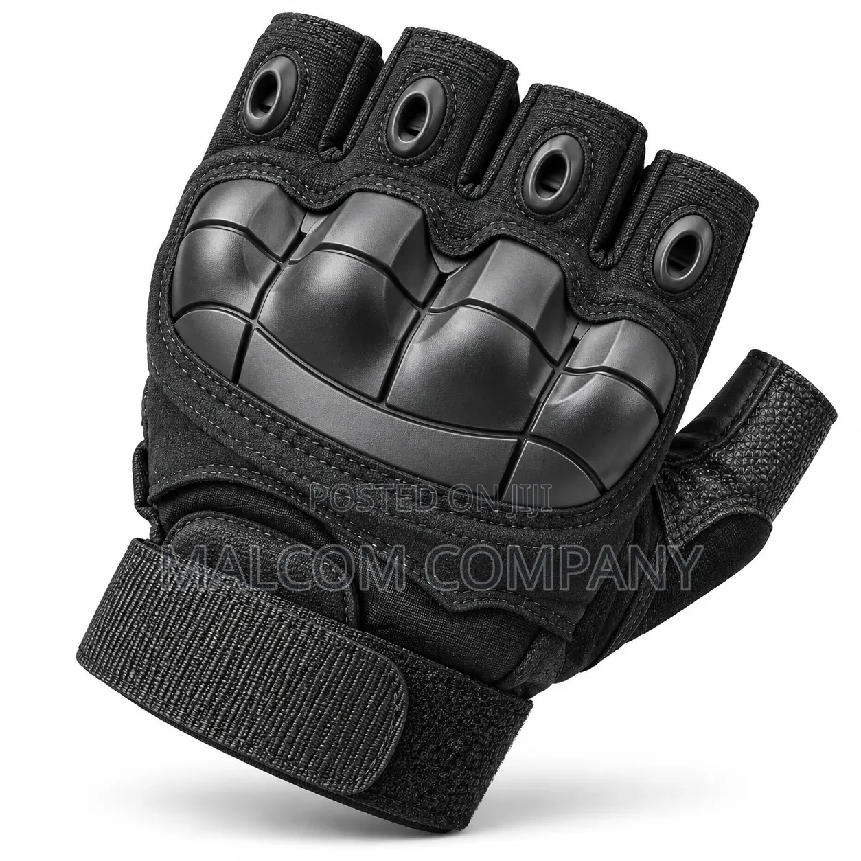 Tactical Fingerless Gloves With Hard Knuckle Protection – Black Gloves
