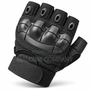Tactical Fingerless Gloves With Hard Knuckle Protection – Black Gloves