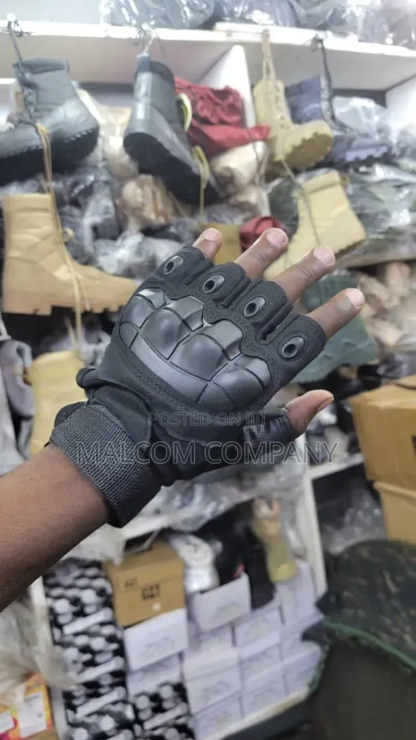Tactical Fingerless Gloves With Hard Knuckle Protection – Black Gloves