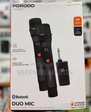 Porodo Soundtec Duo Mic Aluminum Rechargeable Wireless Microphone
